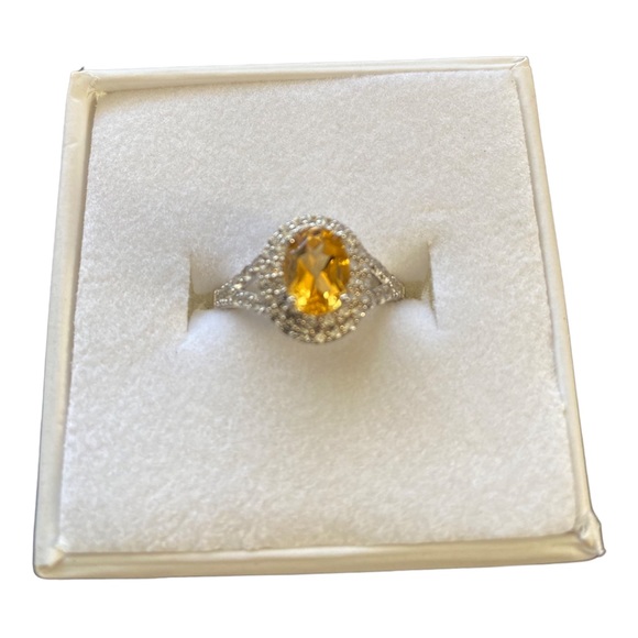 Womens Genuine Yellow Citrine Sterling Silver Cocktail Ring, Size 6.75, NWOT - Picture 7 of 12